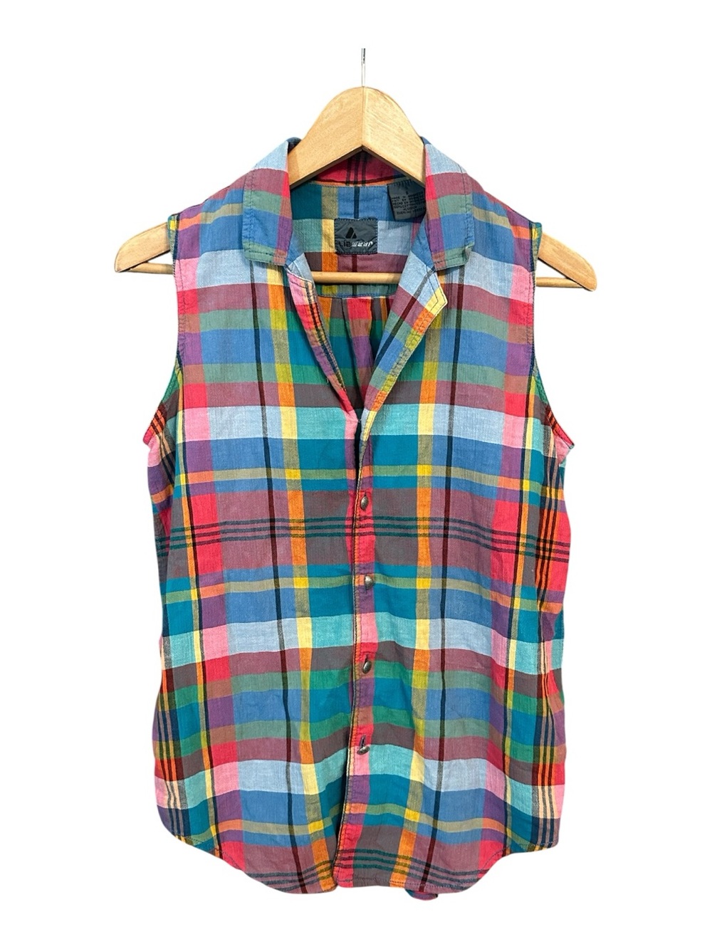 VTG Lizwear Button Top Blouse Plaid 90s Country Sleeveless Mom Festival Teacher